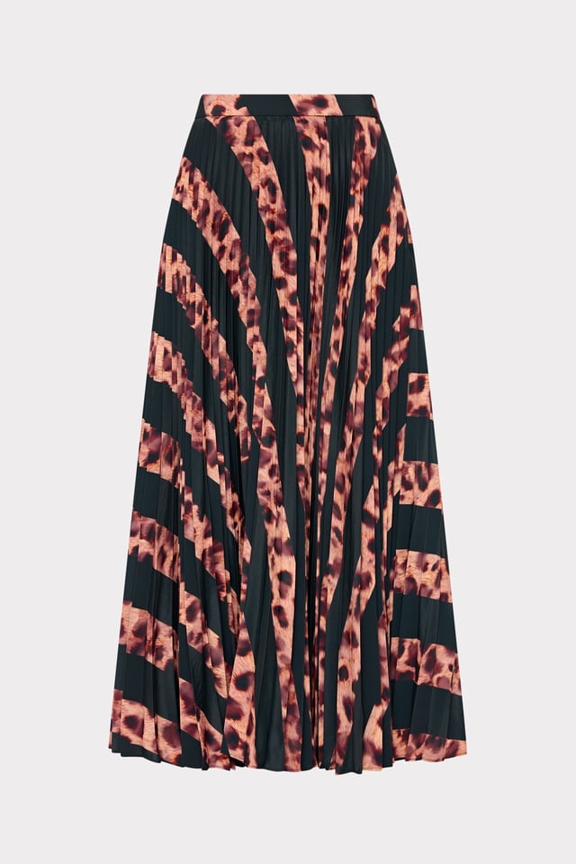 Otha Leopard Print Pleated Skirt