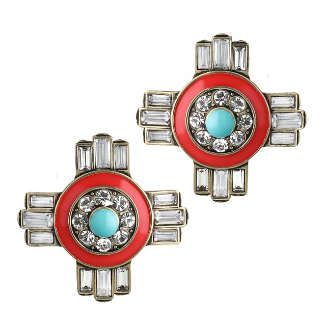 HEIDI DAUS®"Southwest Sparkle" Crystal & Enamel Button Earrings