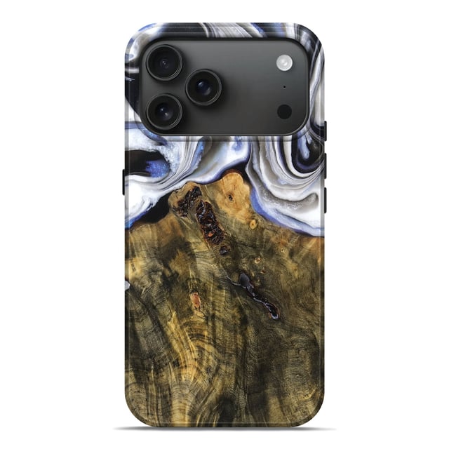 iPhone 17 Pro Max Wood Live Edge Phone Case - Deven (Black & White, 781254)
