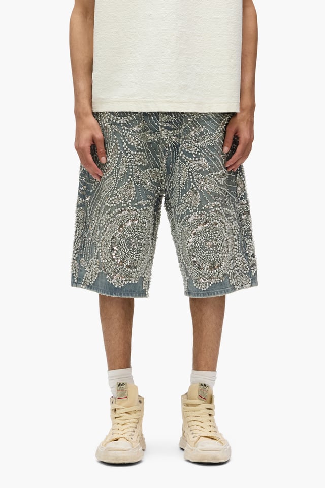 P070 Handed Beaded & Crystal Embellished Short