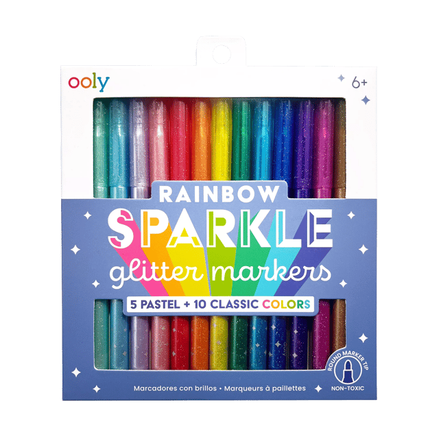 Rainbow Sparkle Glitter Markers - Set of 15