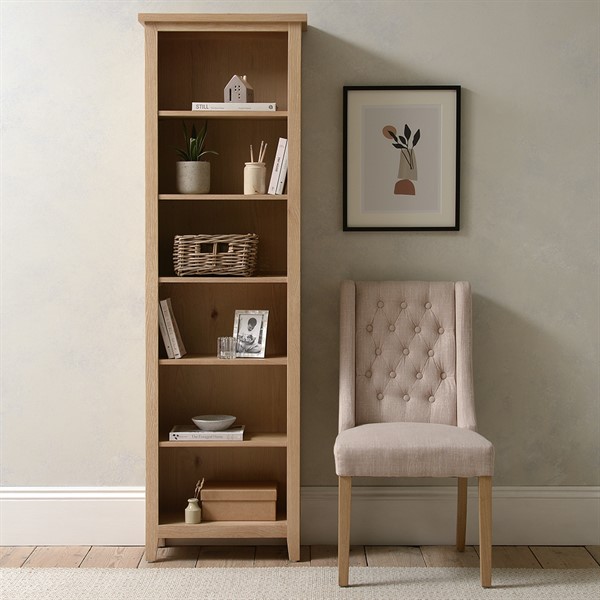 Inglesham Whitewash Oak Tall Slim Bookcase