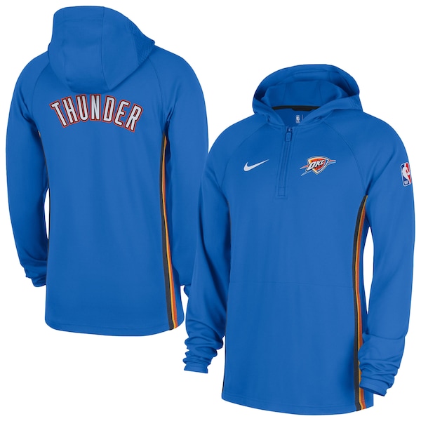 Men's Oklahoma City Thunder  Nike Blue Authentic On Court Zone Quarter-Zip Dri-FIT Hoodie Jacket