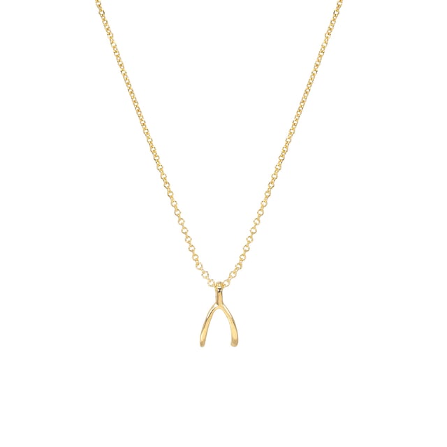 Modern Make A Wish Wishbone Charm Necklace