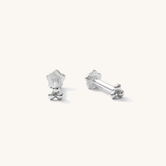 Triple Ball Flat Back Stud Earring
