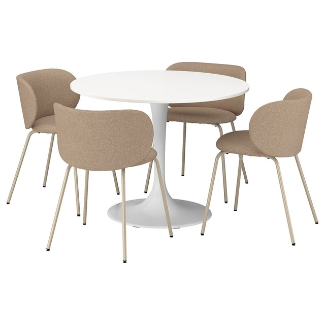 DOCKSTA / KRYLBO Table and 4 chairs - white white/Tonerud dark beige 40 1/2 "