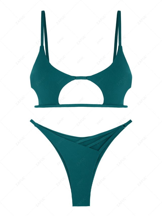ZAFUL Ribbed Star Shaped Cutout Bikini Swimwear