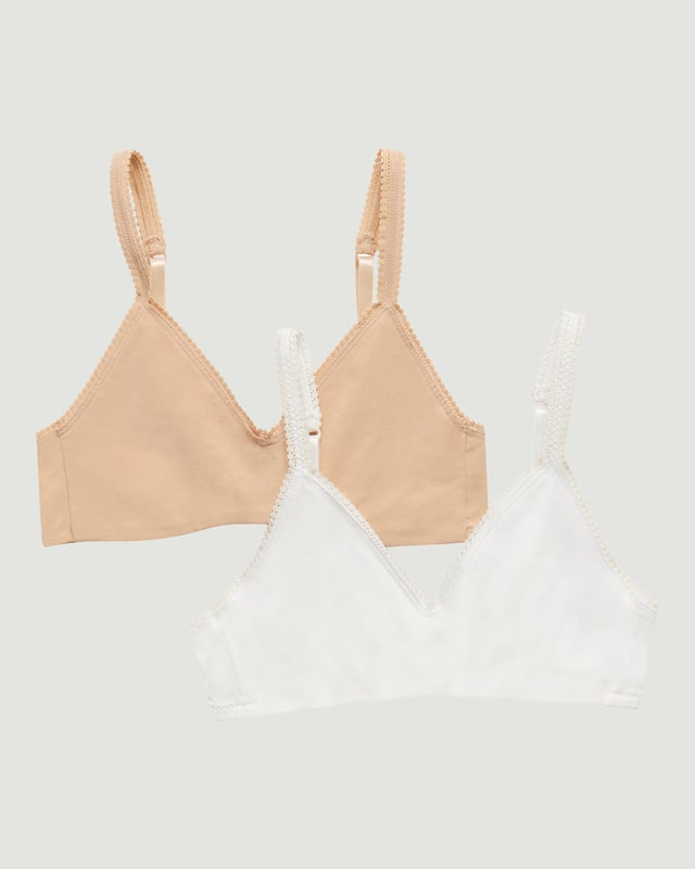 Cabana Cotton Bralette 2 Pack - Champagne White