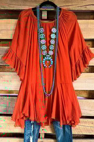 AHB EXCLUSIVE : The It Girl Oversized Loose Fitting Tunic - Rust
