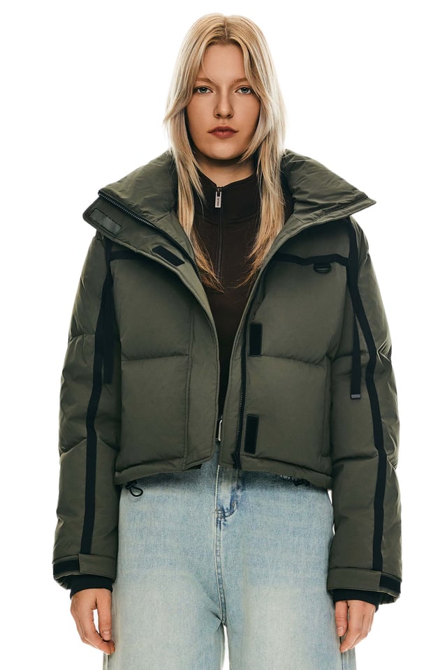 Winter Quilted Hooded Cropped Puffer Jacket