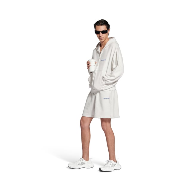 Balenciaga Back Zip-up Hoodie Regular Fit in Dirty White/blue