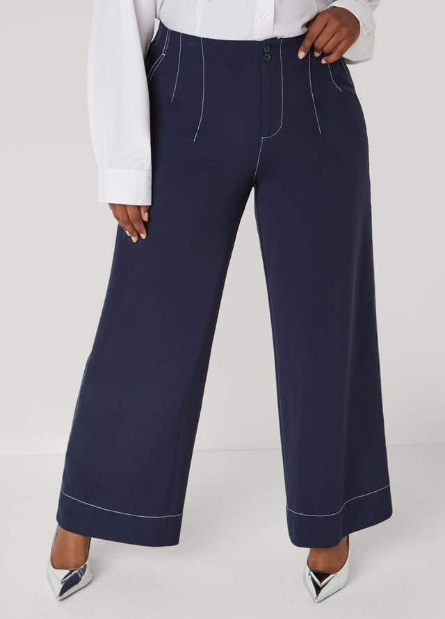 Seam Detailed Wide Leg Pants