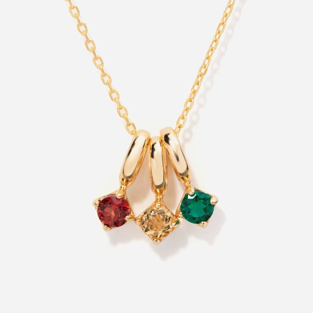 Three Round Birthstone Necklace