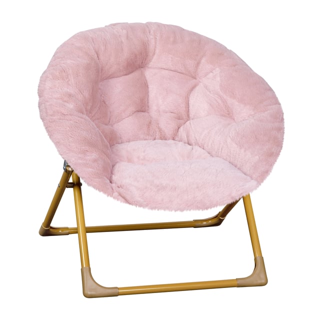 Gwen  23" Kids Cozy Mini Folding Saucer Chair, Faux Fur Moon Chair for Toddlers and Bedroom