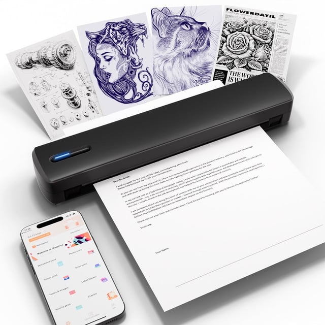 True Image TC80 Inkless Printer, Portable Letter/A4/Tattoo Thermal Printer