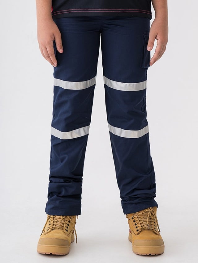 Kids Work Pants With Reflective Tape Navy
