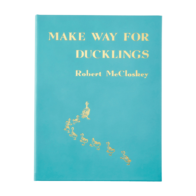 Make Way For Ducklings Teal Blue Italian Leather Book-- Can Be Personalized