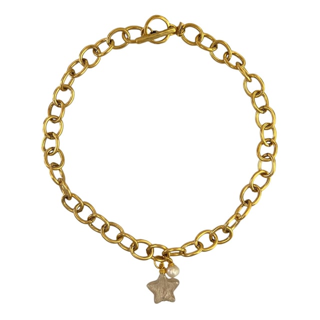 Lille Glass Star Necklace- Pinky White by sccollection