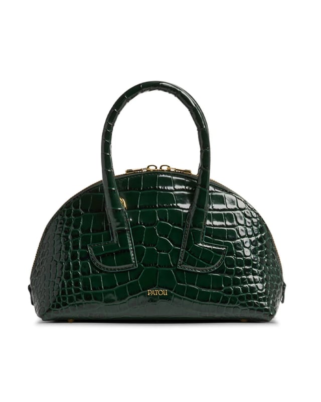Le Patou Bowling Bag in Crocodile-Embossed Leather