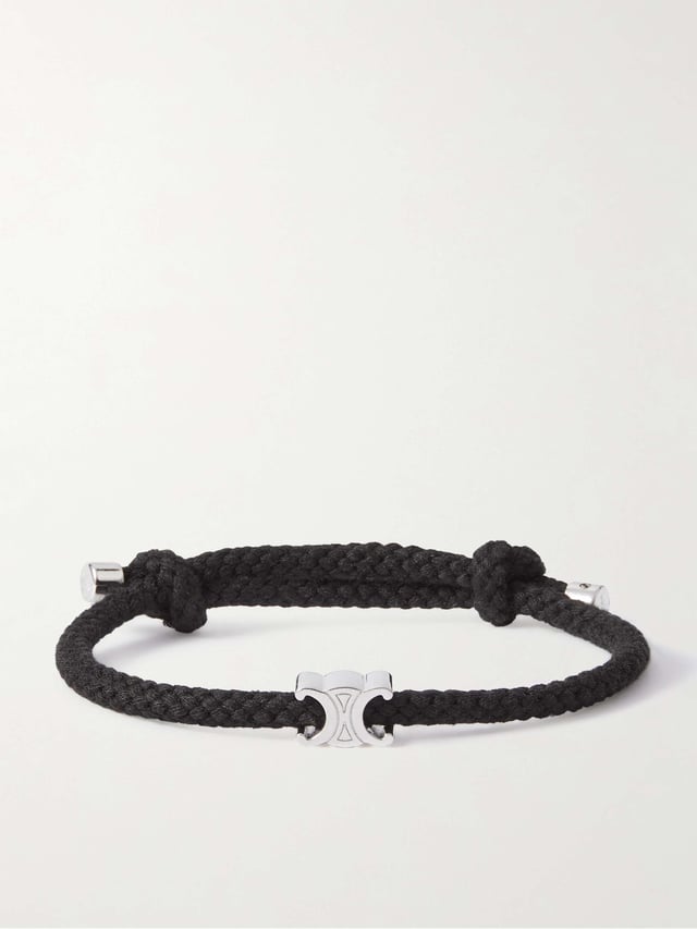 Beach silver-tone and cord bracelet - black - One Size
