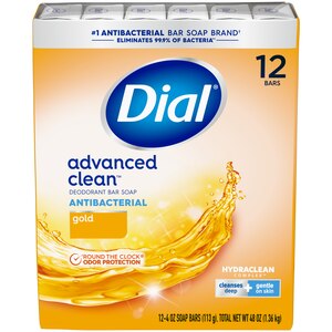 Dial Antibacterial Deodorant Bar Soap, Gold, 12 Bars, 3 Bars