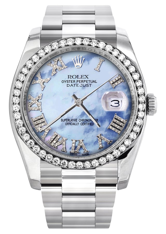 116200 | Rolex Datejust Watch | 36Mm | Blue Mother of Pearl Dial | Oyster Band