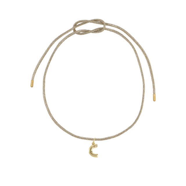 Gold Lurex Necklace Cord with Puffy Letter Charm