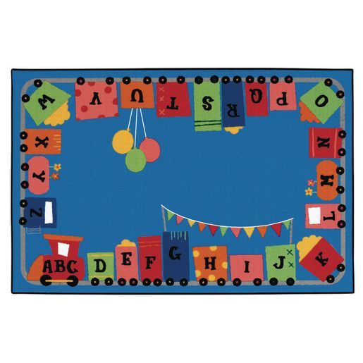 Alpha Fun Train 6' x 9' Rectangle Kids Value PLUS Carpet
