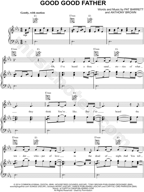 Chris Tomlin "Good Good Father" Sheet Music in Eb Major (transposable) - Download & Print