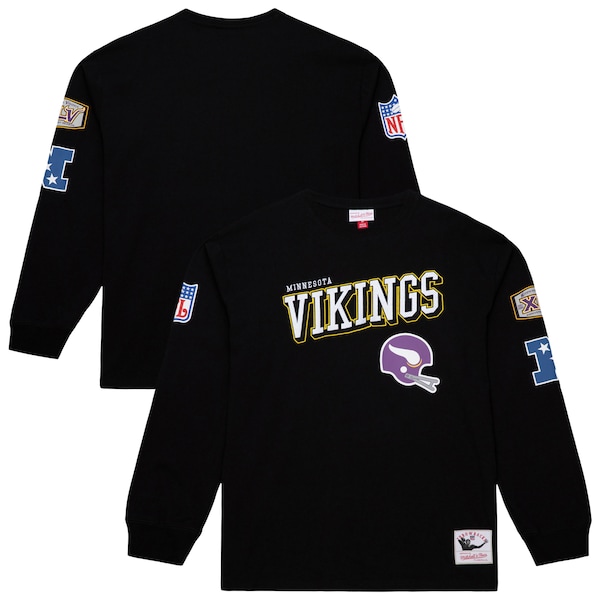  Minnesota Vikings Mitchell & Ness Training Camp Vintage Logos Long Sleeve T-Shirt - Black
