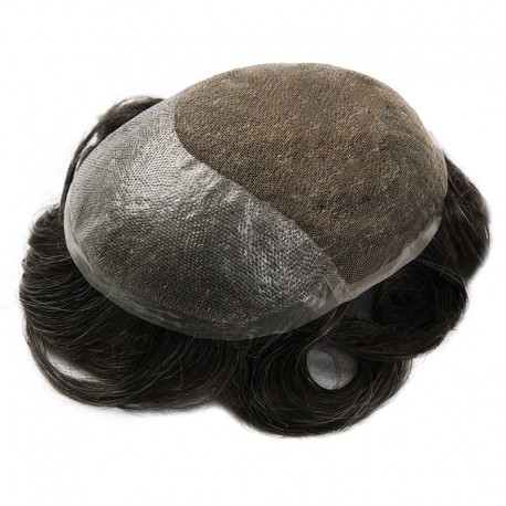 George |Natural Looking Hairpiece for Men | 0.04mm Thin Skin in the Front with Swiss Lace in the Back