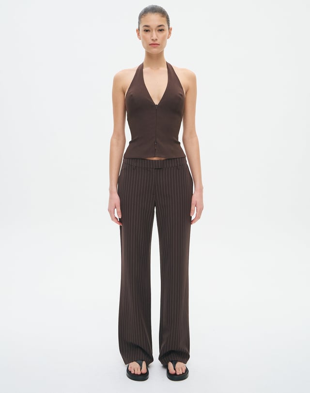 Pinstripe Tailored Low Rise Pant