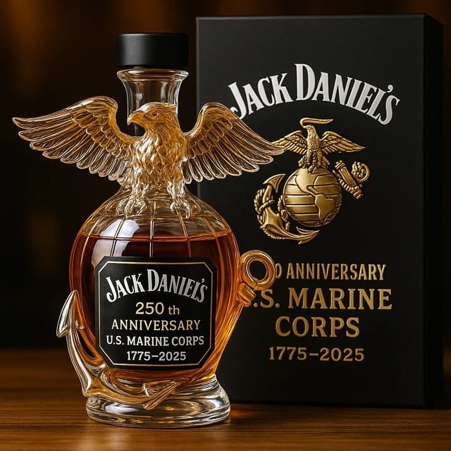 US Marine Corps 250th Anniversary Commemorative Whiskey Bottle