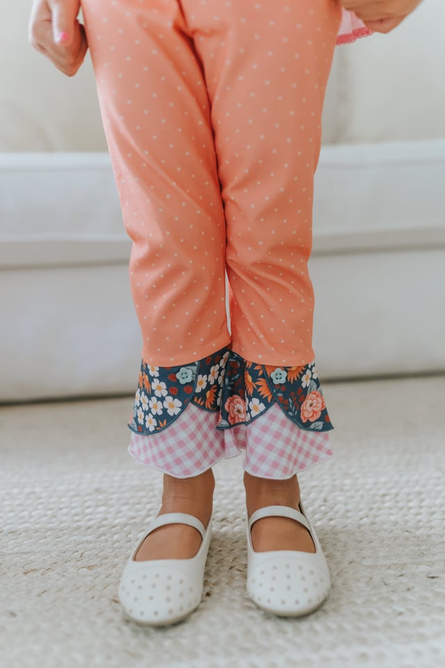 Peach Garden Giggles Scrappy Leggings (Pre-Order)