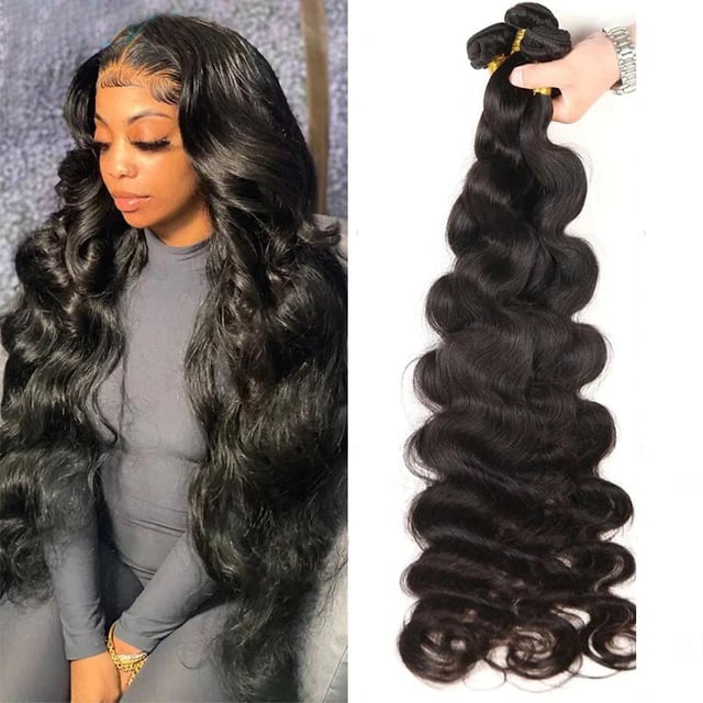 (B1) Body Wave 4 Bundles Brazilian Human Hair Weave Sew in Hair Extensions 30 Inch Bundles