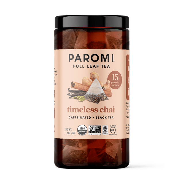 Organic Timeless Chai Black Tea, Full Leaf, in Pyramid Tea Bags