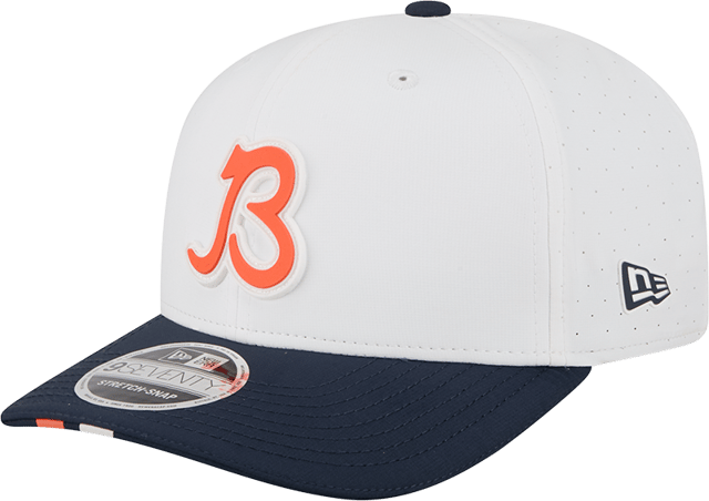 Men's Chicago Bears New Era White/Navy B 2025 NFL Training Camp 9SEVENTY Adjustable Hat