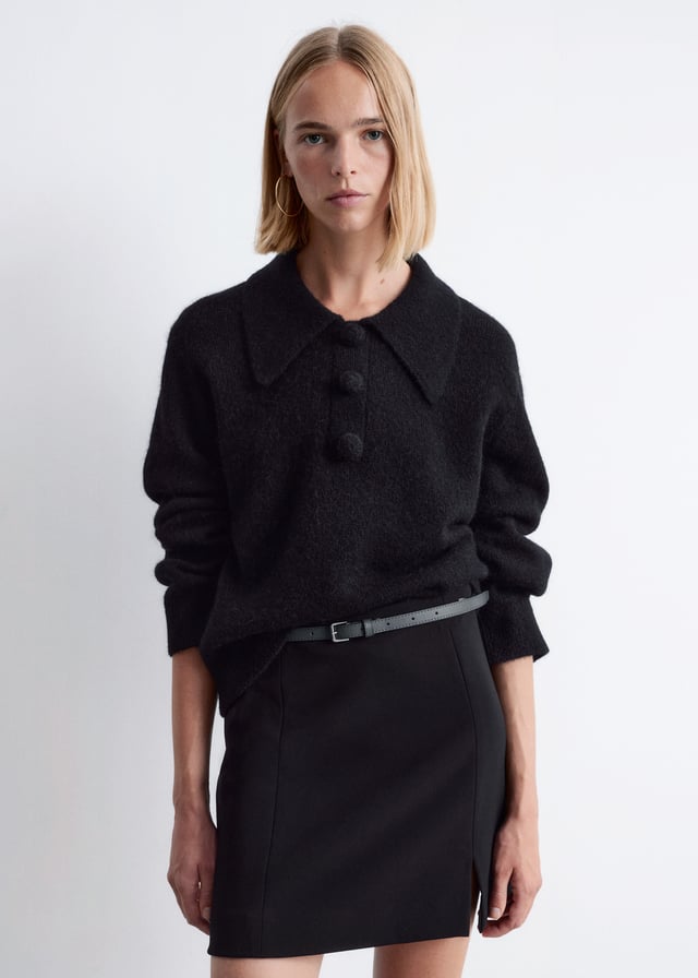 Alpaca-Blend Collared Jumper