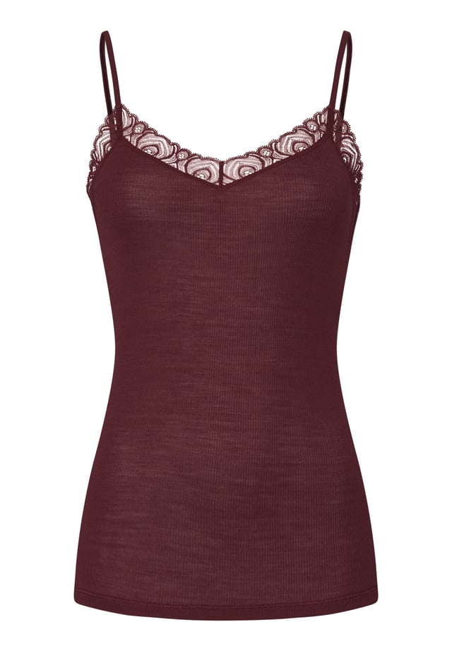 Woolen Lace Lace Trim Wool And Silk Camisole | Vivid Brown 70827-2421