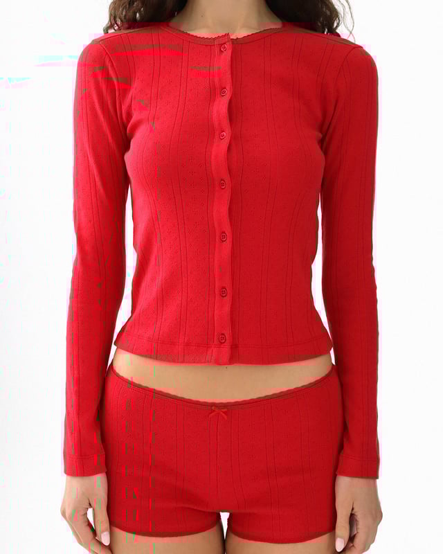 The Cardigan Cherry Red
