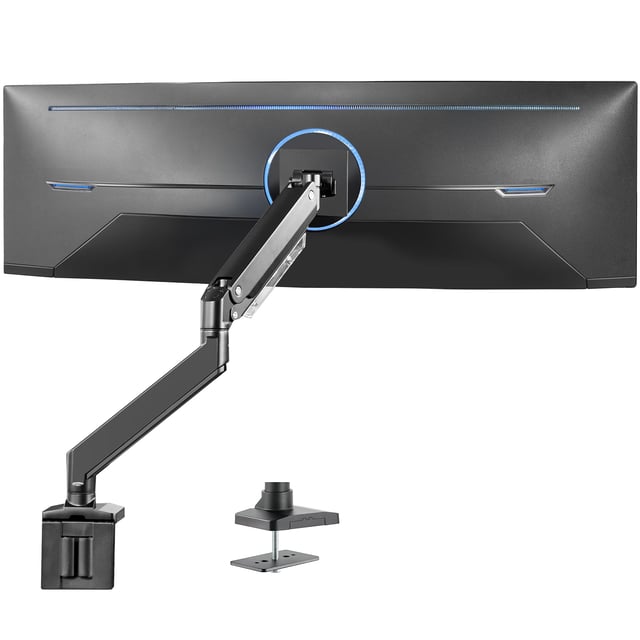 Pneumatic Arm Single Ultrawide Monitor Desk Mount - Up to 49" Screens