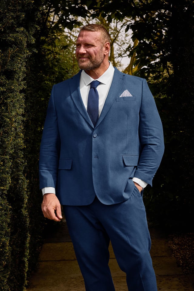 BadRhino Tailoring Big & Tall Dark Navy Blue Linen Suit Jacket
