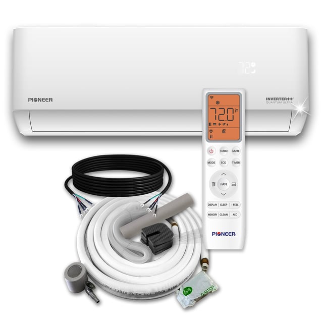 Pioneer® Multi Zone 12,000 BTU Quantum Ultra Wall-Mounted Indoor Section Ductless Mini-Split Wi-Fi Inverter++ Air Conditioner Heat Pump 230V