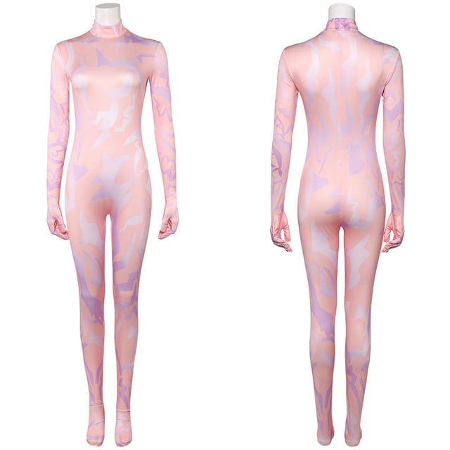 KPop Demon Hunters Rumi Women Pink Demonic Patterns Jumpsuit Cosplay Costume