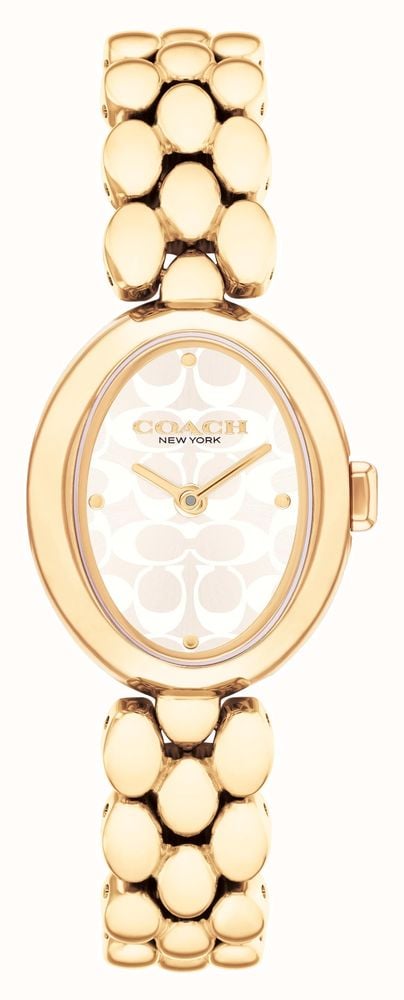 Coach Women's Sammy (22mm) Beige Logo Dial / Gold-Tone Stainless Steel Bracelet 14504417