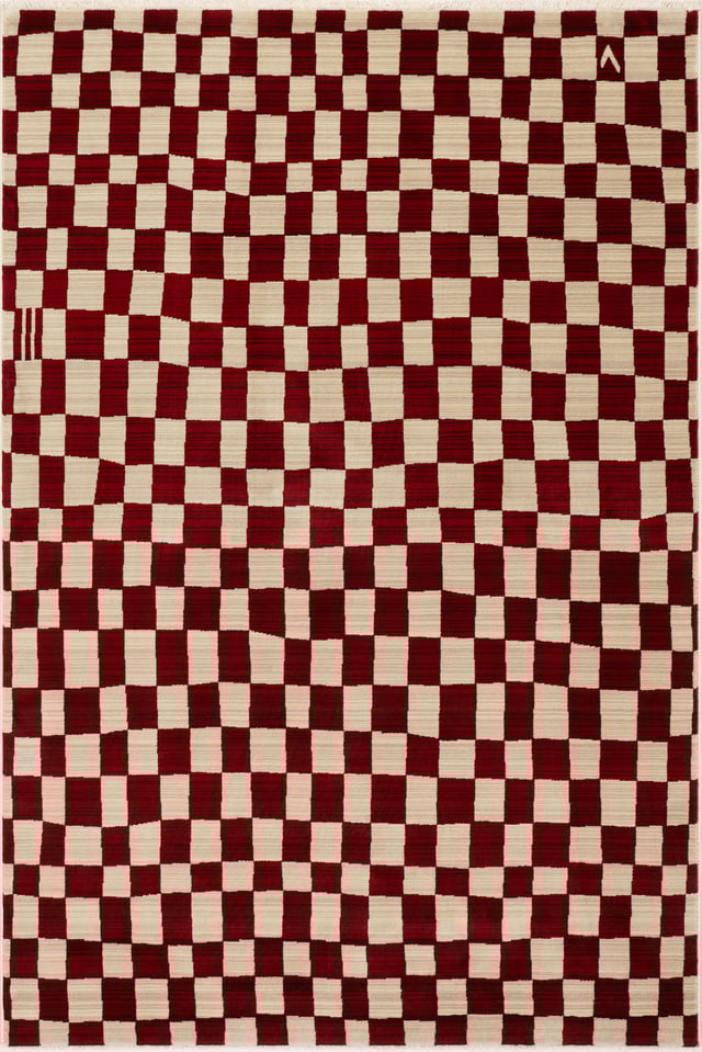 Rasali Checkered Box Rug | Red