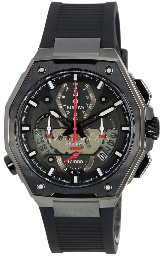 Bulova Precisionist X Chronograph Black Dial Quartz Divers 98B358 300M Mens Watch