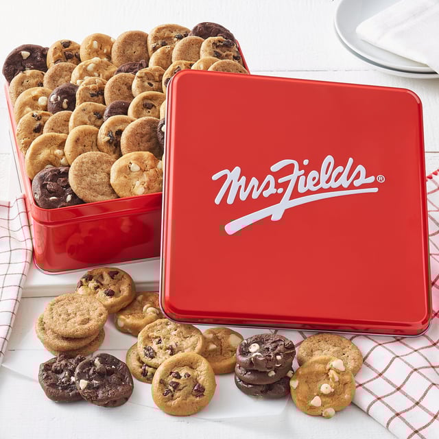 Mrs. Fields 48 Nibblers Bite-Sized Cookies Signature Tin