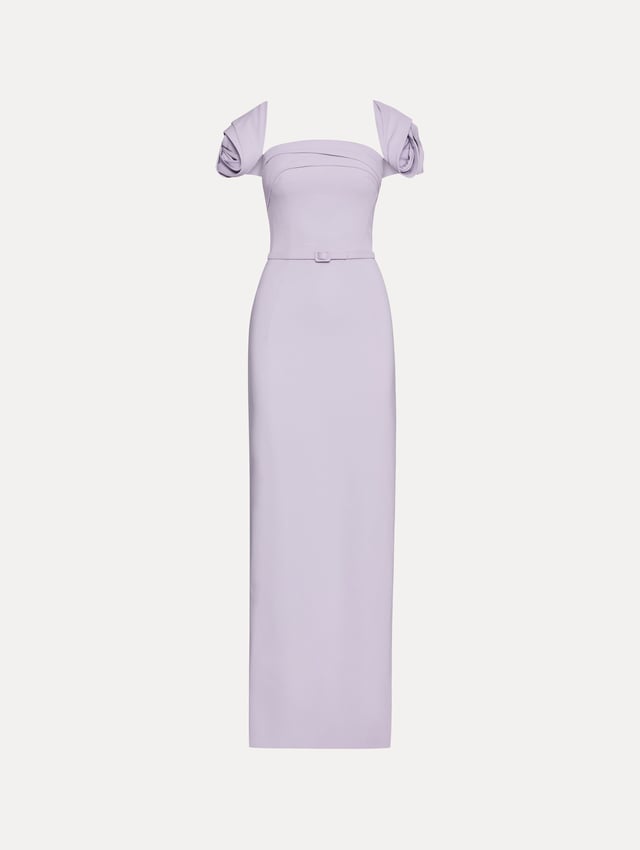 Rosette Sleeve Column Gown
