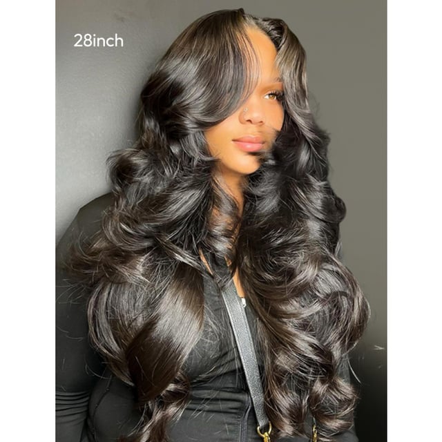 Glueless Layered Cut Ocean Wave with Curtain Bangs Ready to Go Wig